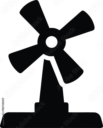 bat friendly wind turbine cutout silhouette vector illustration on transparent background