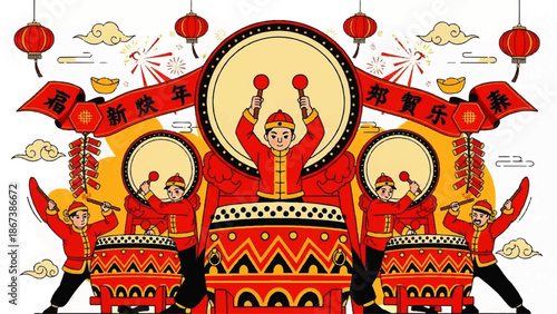 Celebrating a vibrant chinese day with traditional lion dance performance