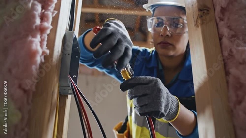 Electrician Wiring in Construction Site, Safety First