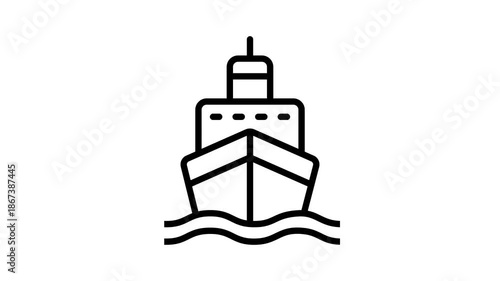 A captivating outline animated icon of cargo transport ship