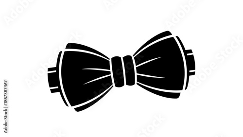 Elegant black bow tie illustration for formal events on isolated white background