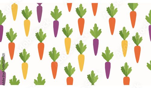 Colorful carrot gardening seamless pattern vegetable vector on white