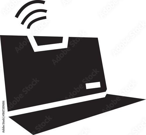 Laptop icon with wifi signal representing remote work and internet access.