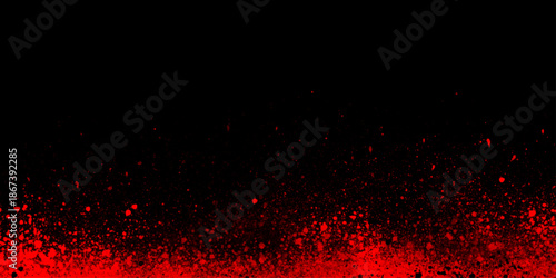 Abstract red glitter black background with water drops, red confetti on black background, dark red horizontal Christmas defocused, elegant glittering sparkle background luxury shimmer effect.