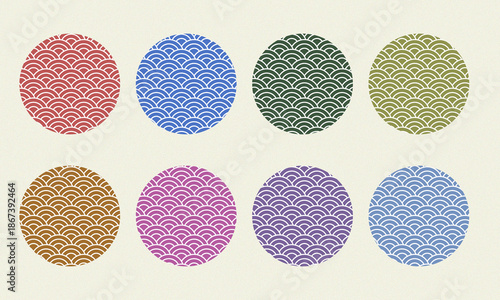 和風あしらい素材/青海波模様