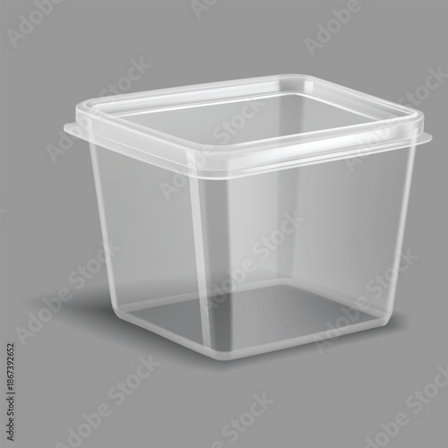 Clear Plastic Food Container Mockup with Transparent Lid