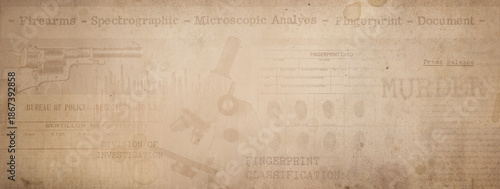 Fotografie Newspaper clippings of crime news, police fingerprint are placed on a vintage background