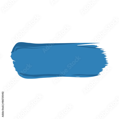 Vivid blue horizontal paint stroke across a white background creating an artistic banner or underline effect