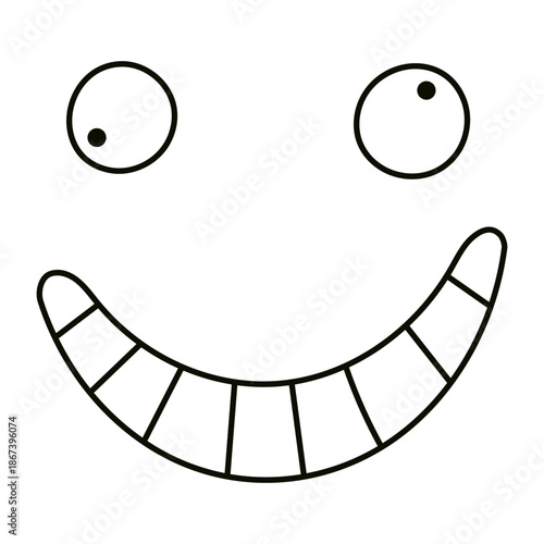 Cute funny crazy face isolated on transparent background. Hand drawn vector illustration. Line drawing. Cartoon character. Kid fashion, textile print, design element, clip art