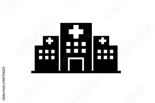 Hospital Building Silhouette Icon Black Medical Architecture
