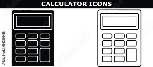 A set of two simple calculator icons in black and white