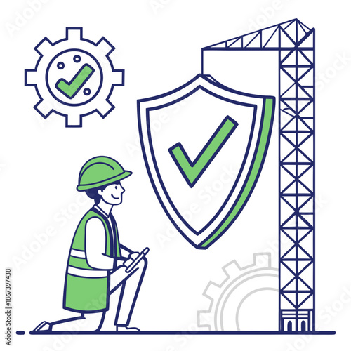 Clean Infrastructure Digital Compliance Check Icon for Regulatory Oversight and Engineering Quality Standards