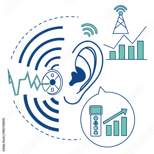 Smart Noise Pollution Monitoring Icon for Environmental Control and Urban Sound Management
