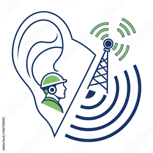 Urban Noise Pollution Level Monitoring Icon in Flat Vector Style for Smart City Sound Control