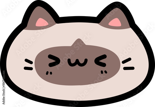 cute cartoon siamese cat excited face illustration for kid and child