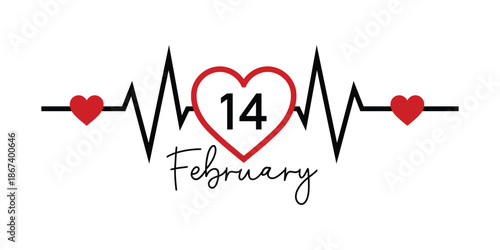 14 february heartbeat vector