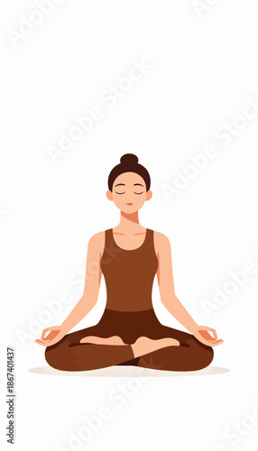 Wallpaper Mural Woman meditating in lotus pose, eyes closed, serene expression, peaceful Torontodigital.ca