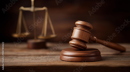Gavel and scales of justice symbolize legal system and courtroom proceedings, representing fairness and authority in law, this image captures essence of justice and legal matters,