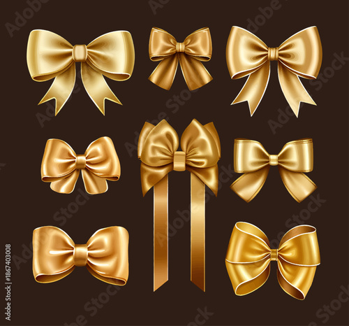 set of golden bow