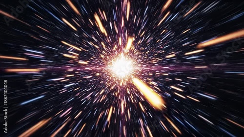 Vibrant abstract light speed motion with colorful streaks and rays