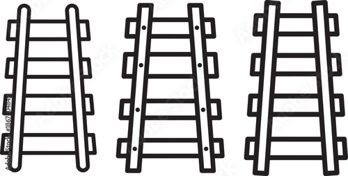 Collection of railway tracks isolated on white