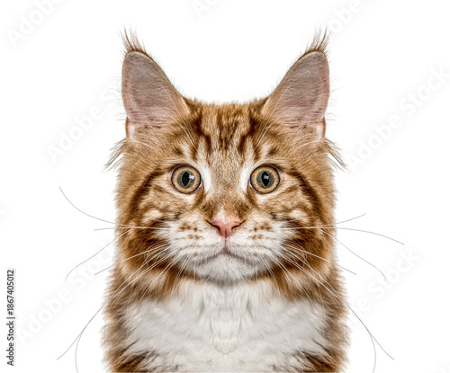 Wallpaper Mural Close-up of a Maine Coon staring with surprised expression against white background Torontodigital.ca