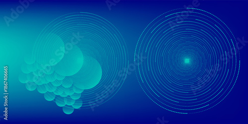 Digital technology speed connect blue green background, cyber nano information, abstract communication, innovation future tech data, internet network connection, Ai big data, line dot illustration