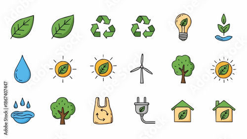 ecology icons set