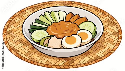 A vibrant illustration of a tasty meal with boiled eggs and vegetables