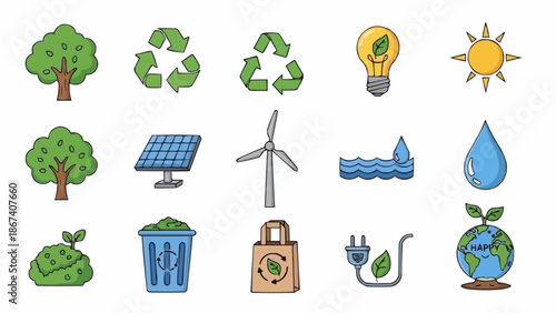 set of ecology icons
