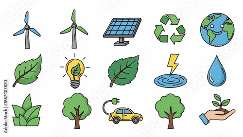 ecology icons set
