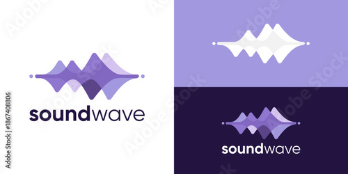 Creative modern sound audio logo template. Sound wave vibration logo design vector illustration.