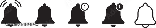 Notification Bell Icon on Isolated Background – Call and Alert Symbol for Smartwatch, Smartphone and Alarm Clock