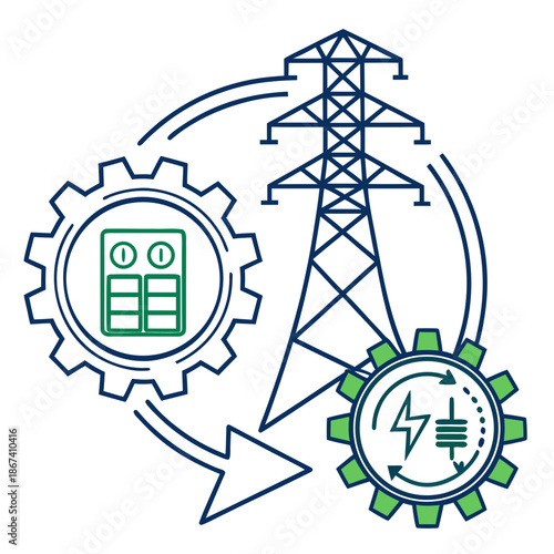 Smart Utility Load Balancing Icon for Energy Management Power Grid Optimization and Sustainable Infrastructure