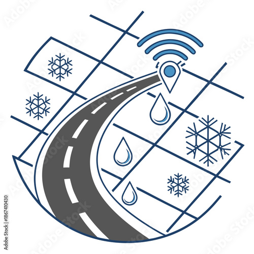 Smart Road Weather Response System Icon for Transportation Infrastructure and Automated Traffic Safety Management