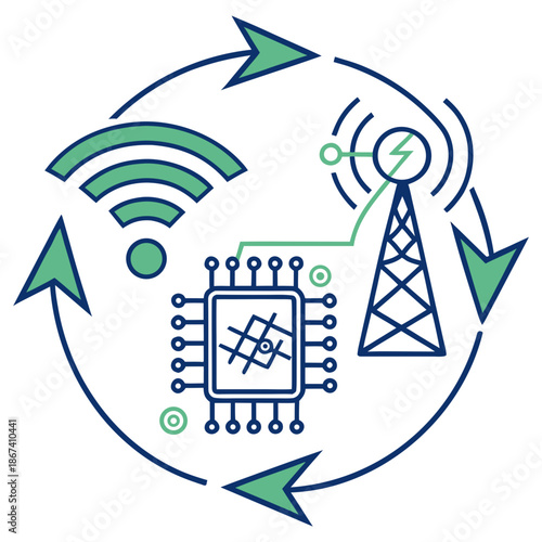 Energy Grid Optimization Icon for Smart Utility Management and Load Balancing Solutions in Sustainable Cities