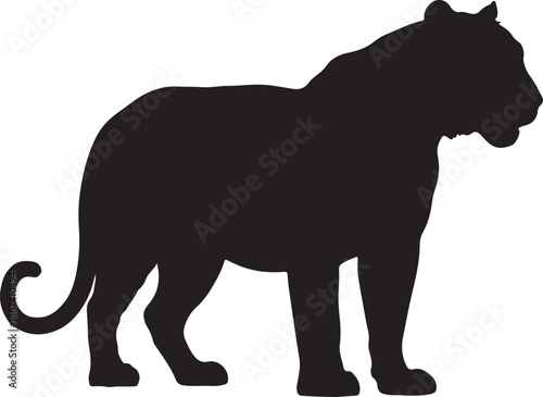 Bali Tiger Silhouette Profile Isolated on White Background