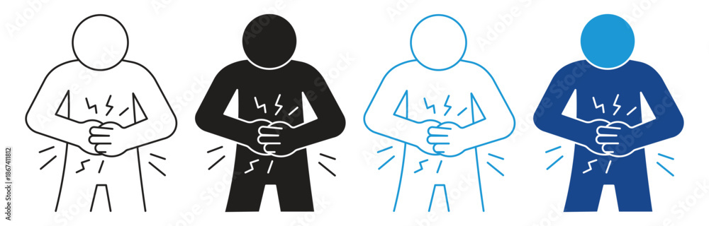 Foto Stomachache icon set