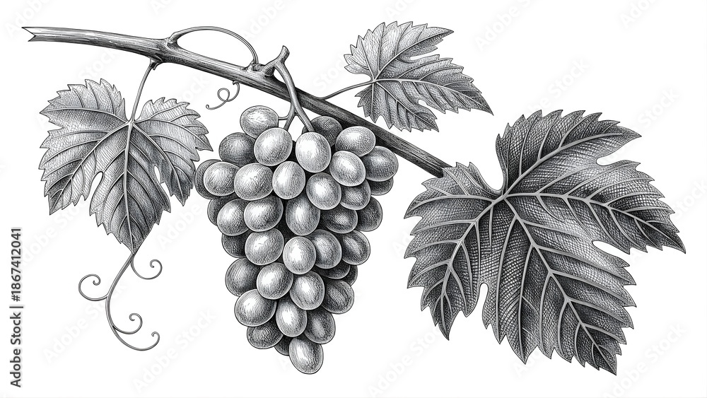 Fototapeta premium Illustration of a bunch of grapes