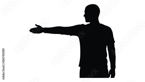 Silhouette of a man extending his hand in a welcoming gesture