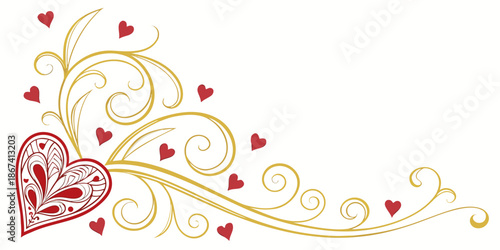 Elegant floral heart design, vector