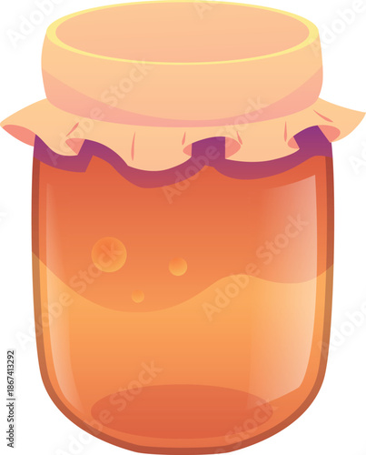 Glass jar icon with a cloth lid for honey, jam, or handmade soap.