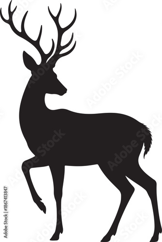Elegant Deer Head with Antlers for Logo & Wildlife Design