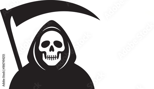 Iconic Death Figure with Scythe for Gothic and Halloween Designs