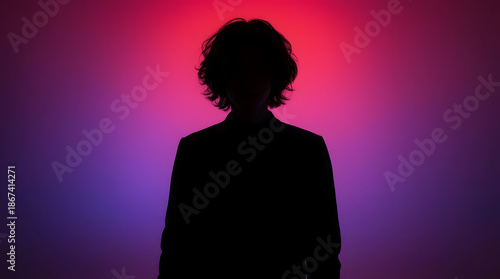 Sophisticated Silhouette on Colorful Backdrop - Dramatic Visual for Book Covers, Music Posters, and Editorial Content
