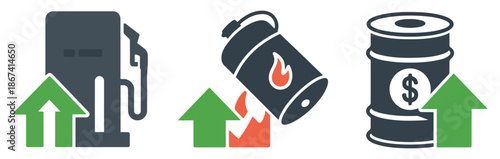 fuel gas price decrease icon set