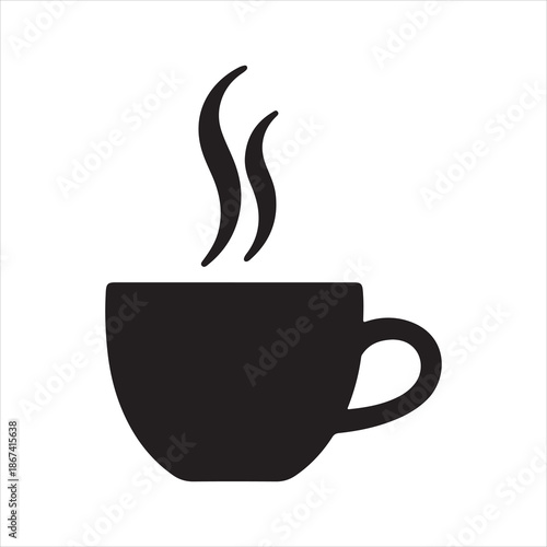 Coffee cup icon, A cup of hot cafe coffee or caffeine drink flat vector illustration 
