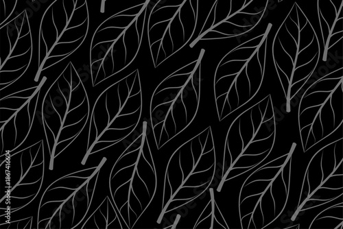 Leaf Vector Seamless Line Art Pattern for Textile.