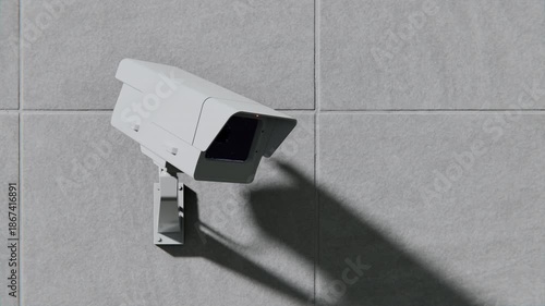 Seamless Loop 3d Animation of Classic Security CCTV Camera on Concrete Wall