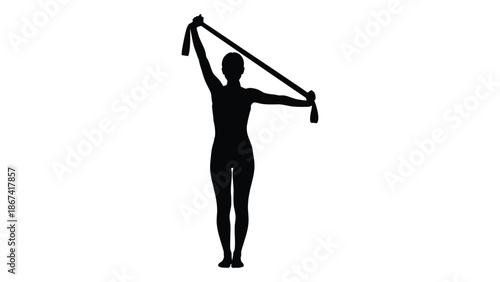 Silhouette of a woman performing resistance band exercise for upper body strength